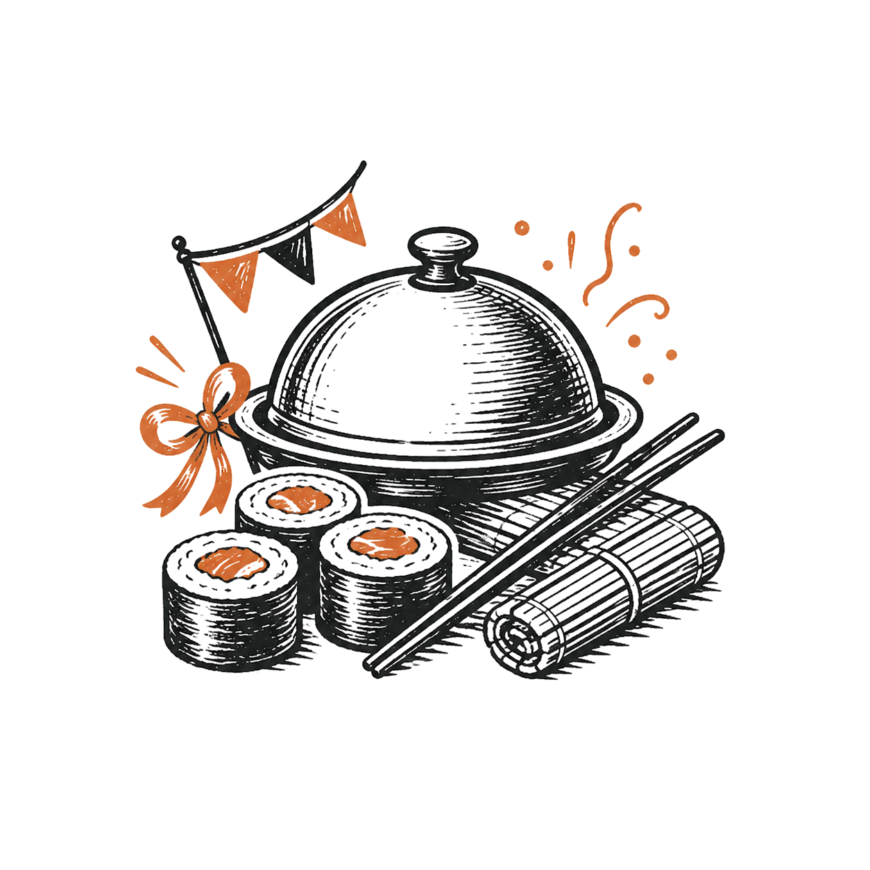 Icon for catering with fresh sushi for gatherings and events