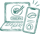 Order online icon for fast and easy fresh food from Locals Sushi