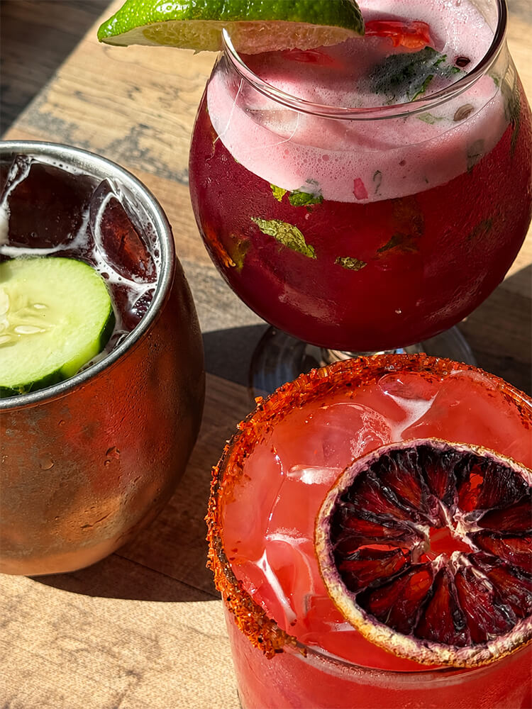 Fresh mocktails spread featuring sushi drinls at Locals Sushi