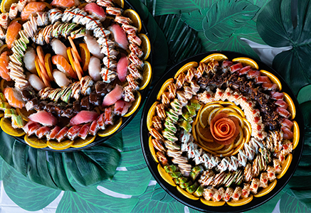 Two large sushi catering platters